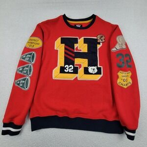Hustle Gang Sweatshirt Mens Medium Red Varsity Crewneck Patch Pullover 32 Champs